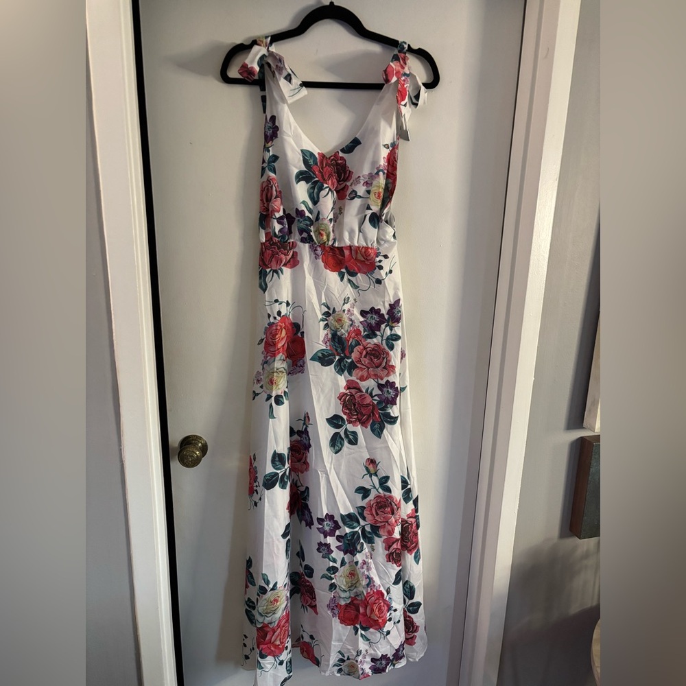 Floral Maxi Dress with Tie Straps